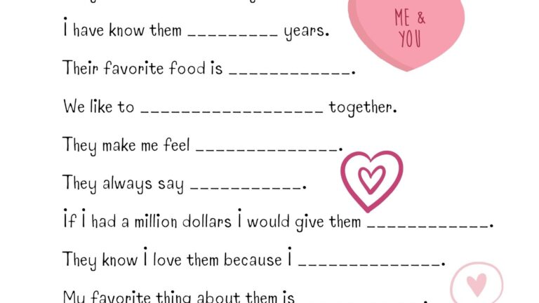 Valentine S Day Printable Questionnaire