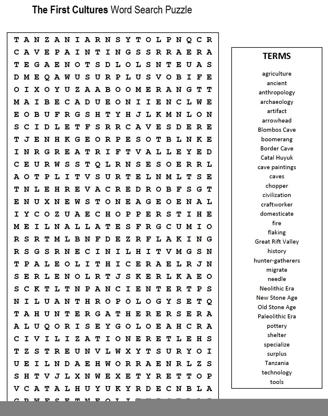 Word Search 6th Grade