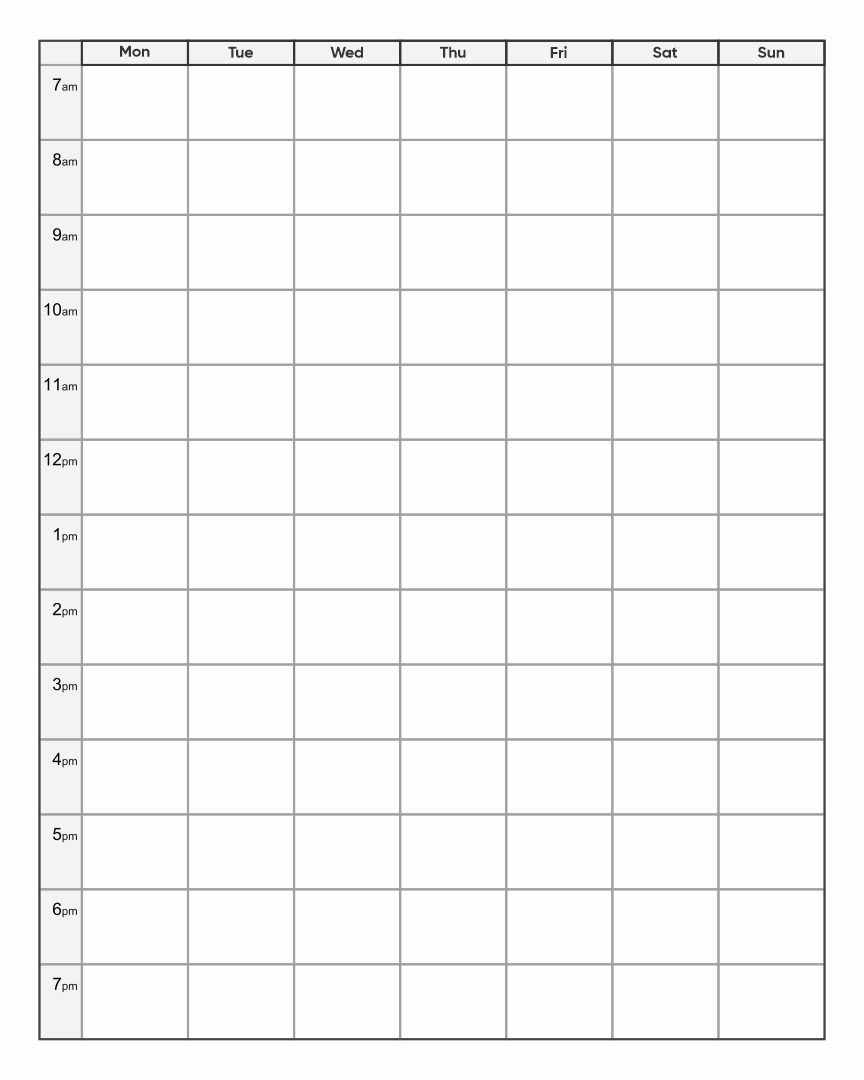 10 Best Printable Blank Weekly Time Slots PDF For Free