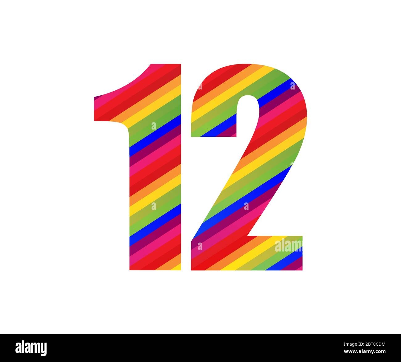 12 Num Ro Caract Re Num Rique Du Style Rainbow Illustration