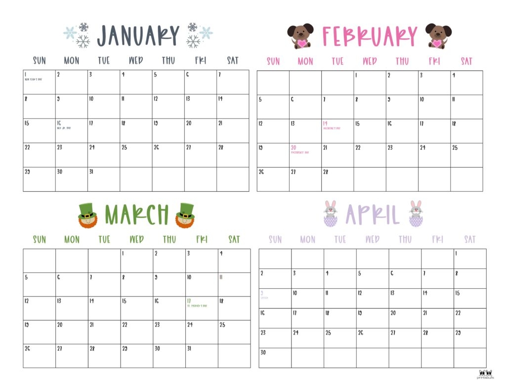 2023 Four Month Calendars 18 FREE Printables Printabulls