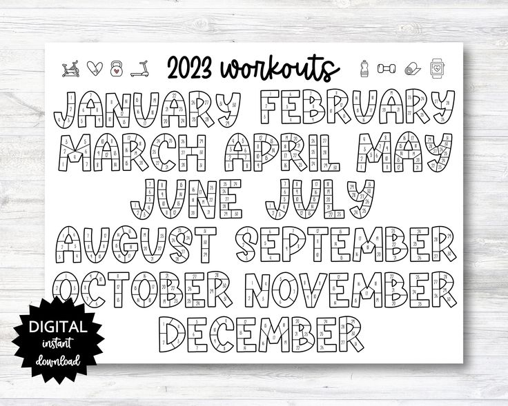 2023 Workouts Tracker Coloring Page Printable Coloring Workout