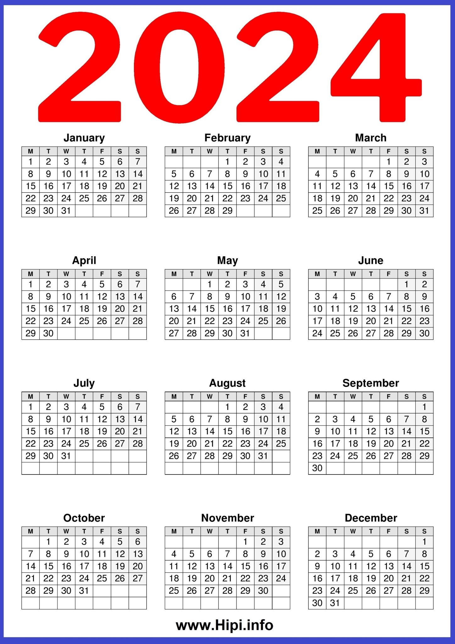2024 Calendars Archives Hipi Info