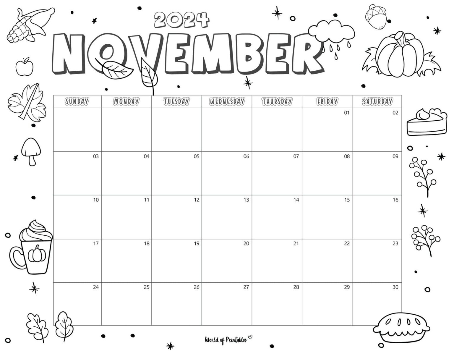 Coloring Calendar Printable 2026