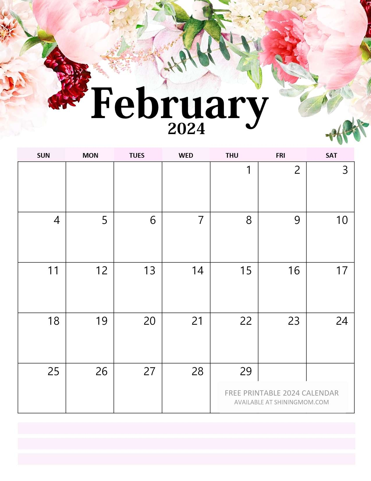 2024 Floral Printable Calendar Pages Printable Rayna Cathrine