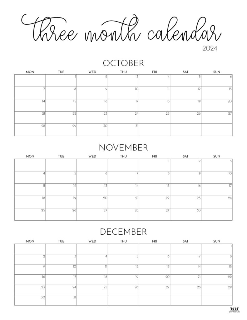 2026 Quarter Calendar Printable