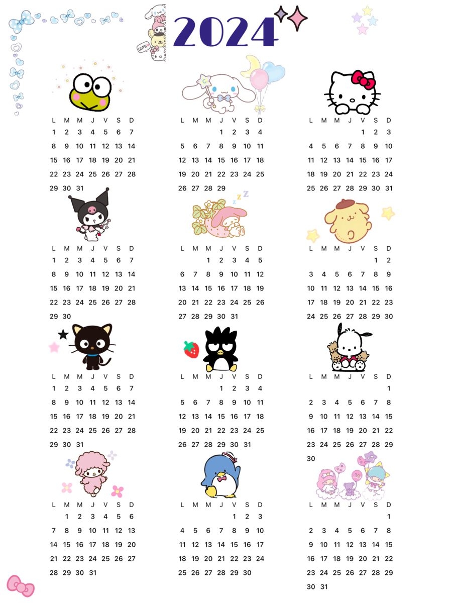 2024 Sanrio Calendar With Hello Kitty