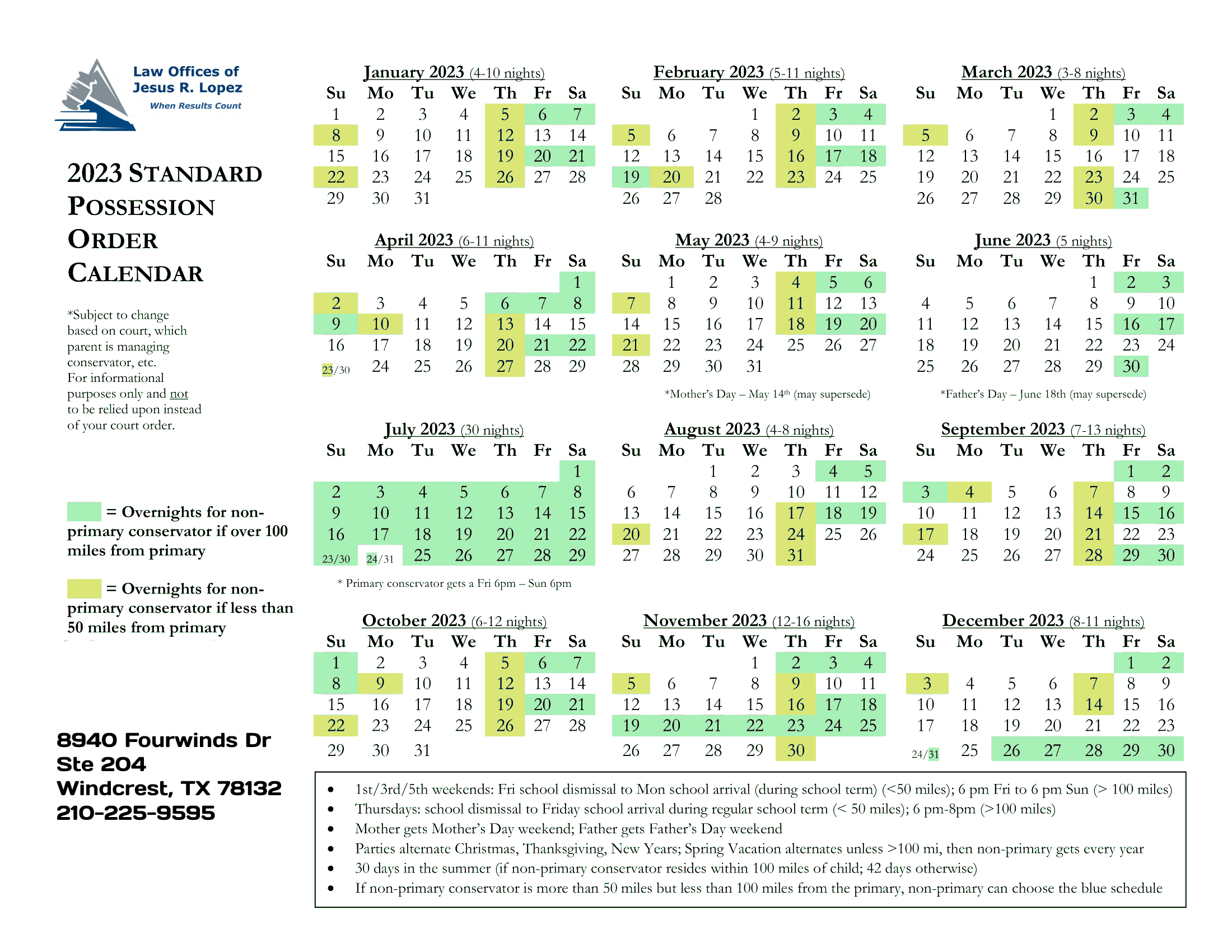 2024 Visitation Calendar Corey Donella