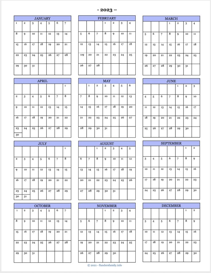 2024 Year At A Glance Calendar Free Printable Calendars