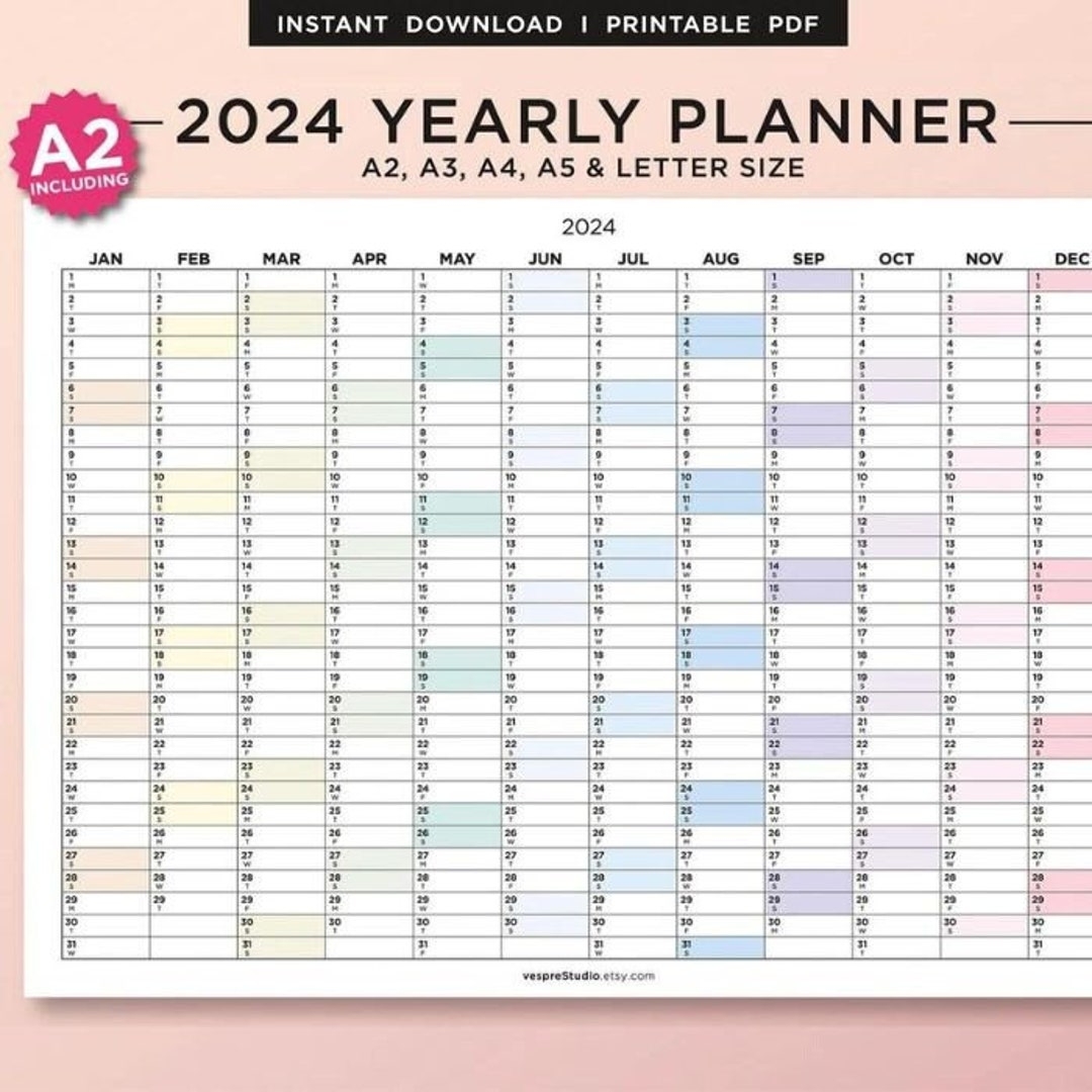 2024 Year Planner Yearly Overview Printable Year Planner On 1 Page