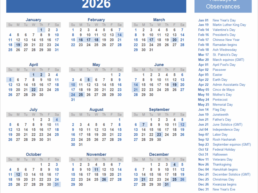 2025 2026 Calendar With Holidays Uk April H Gibbs