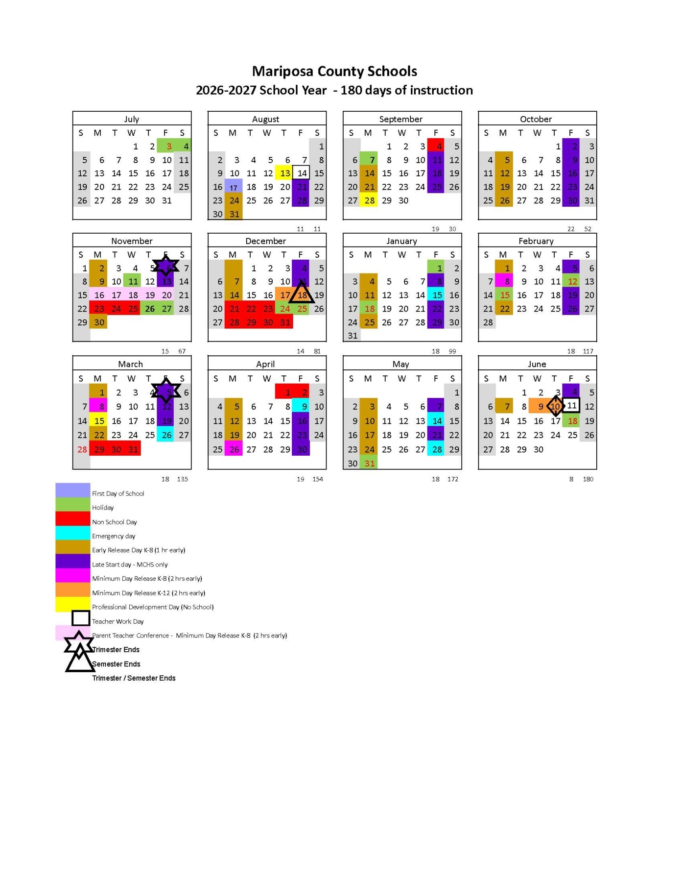 2025 2026 School Year Calendars Page MARIPOSA COUNTY UNIFIED SCHOOL