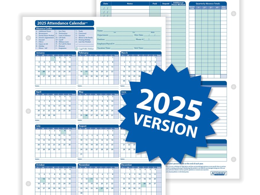 2025 Attendance Calendar Tariq Nathan