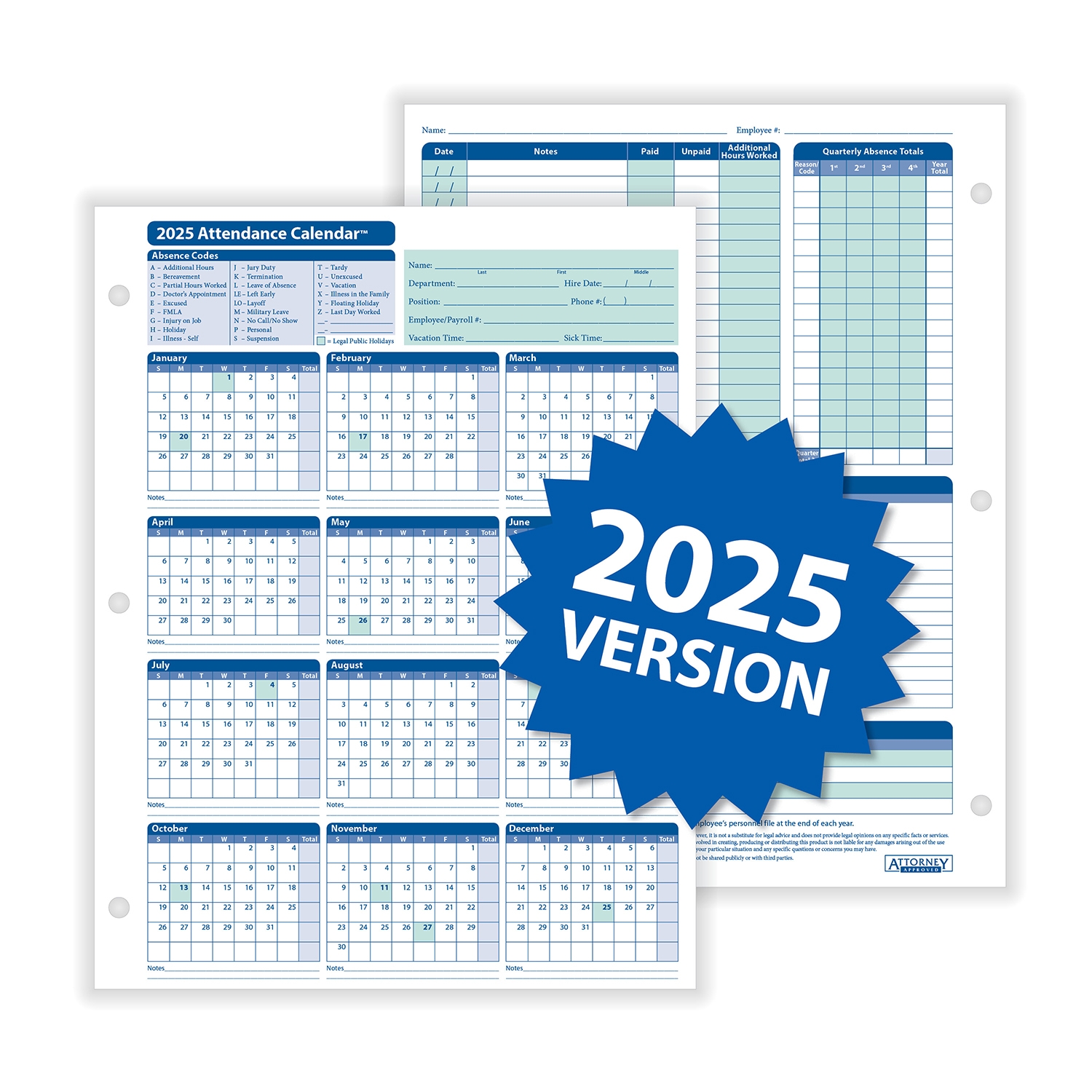2025 Attendance Calendar Tariq Nathan