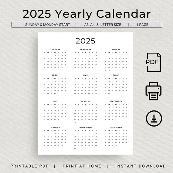 2025 Calendar A3 Printable Layla James