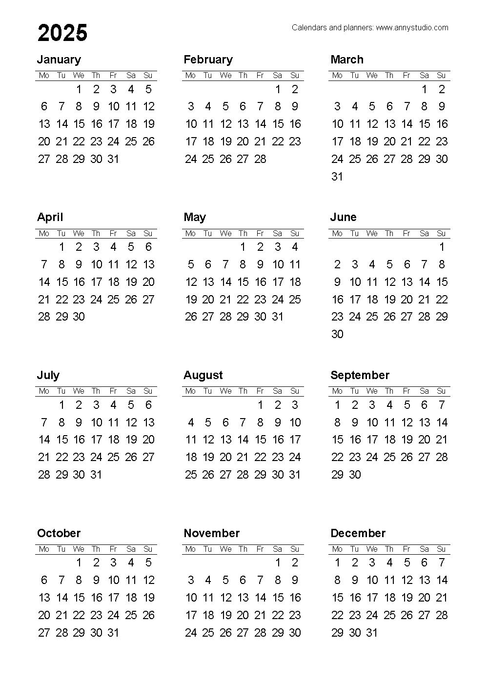 2025 Calendar A5 Size Aria Dawn