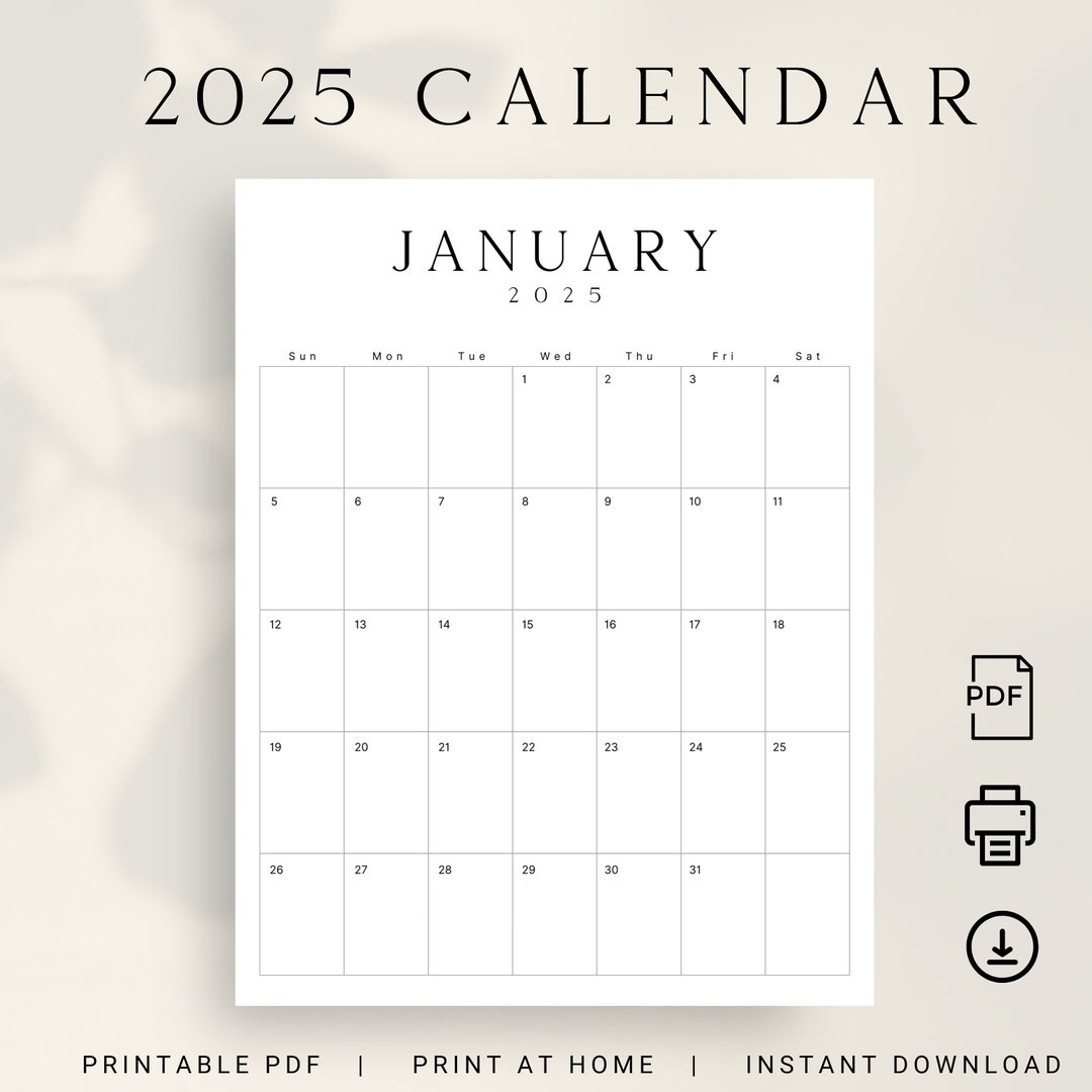 2025 Calendar Printable 2025 Monthly Planner Portrait 2025 LUXE Monthly