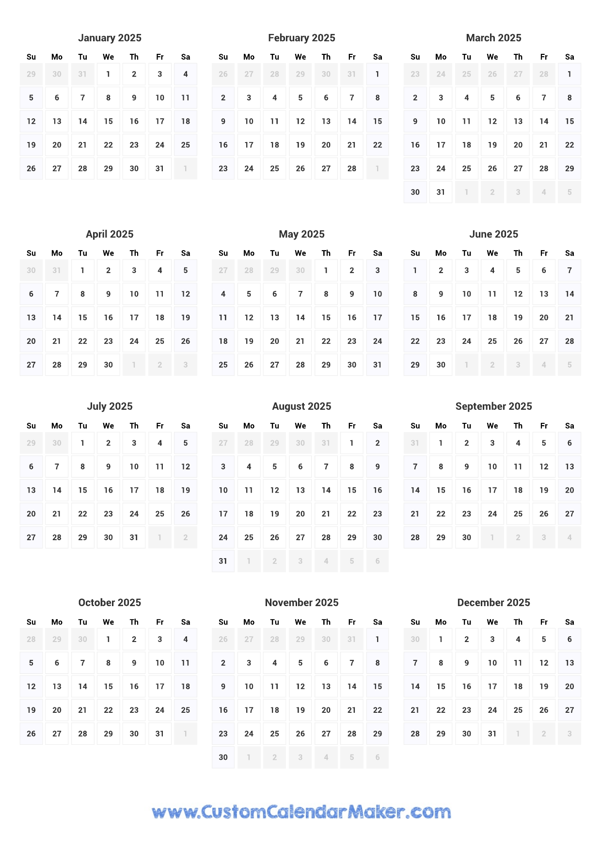 2025 Downloadable Calendar Jerry E Huddleston