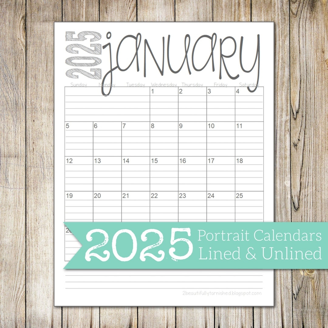 2025 Printable Lined Calendars Blanca Jessamyn