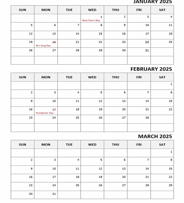 2025 Three Month Calendar Yuto Debrink