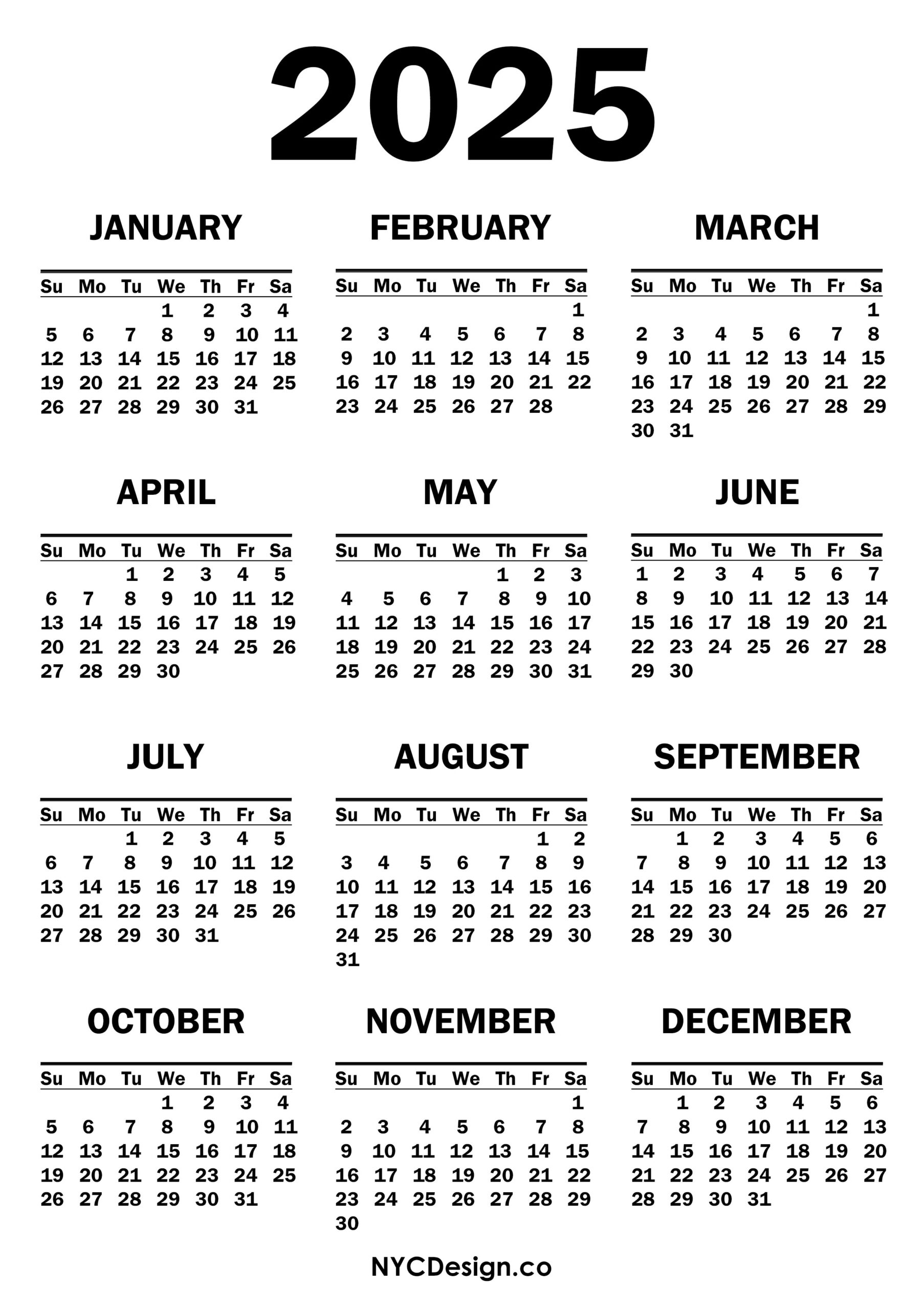 2025 Wall Calendar Full Year Adolfo J Sommerville