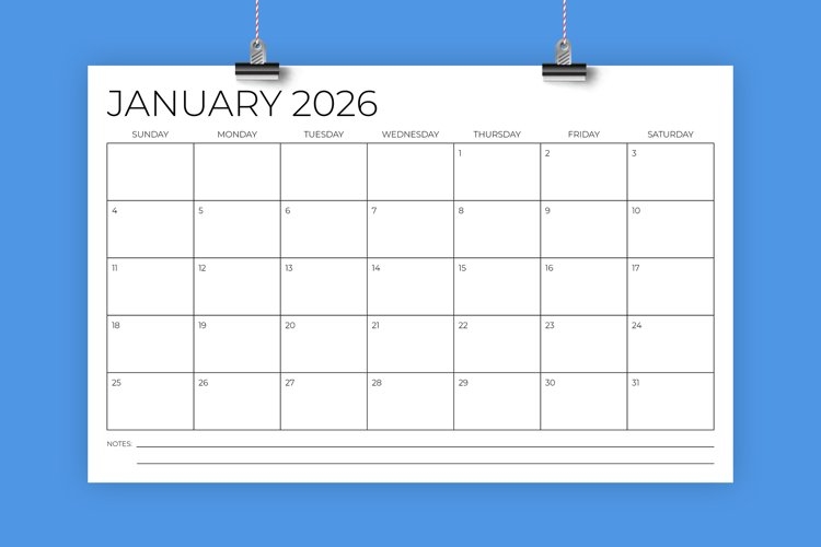 2026 11x17 Calendar Template