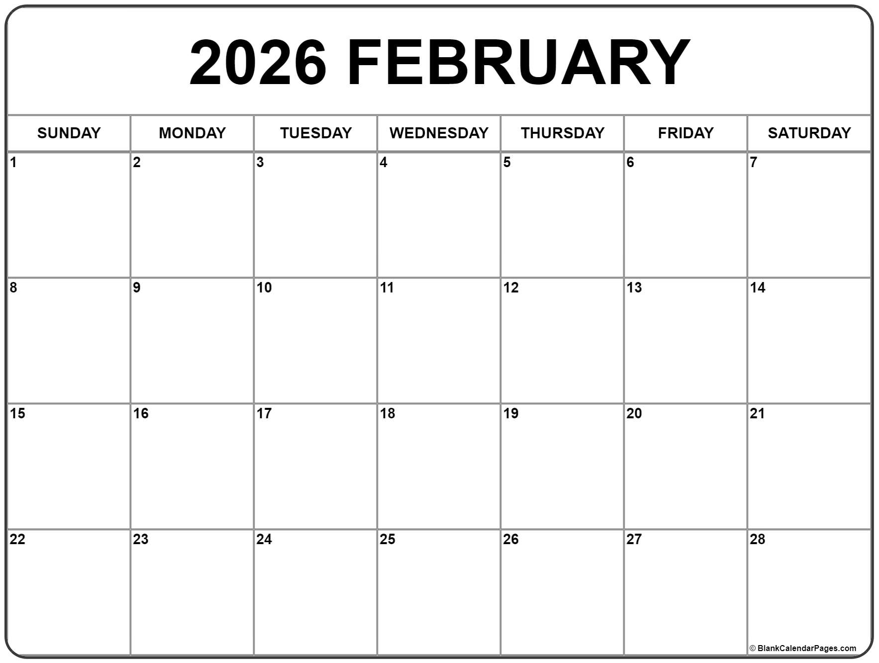 Calendar Per Month 2026 Printable
