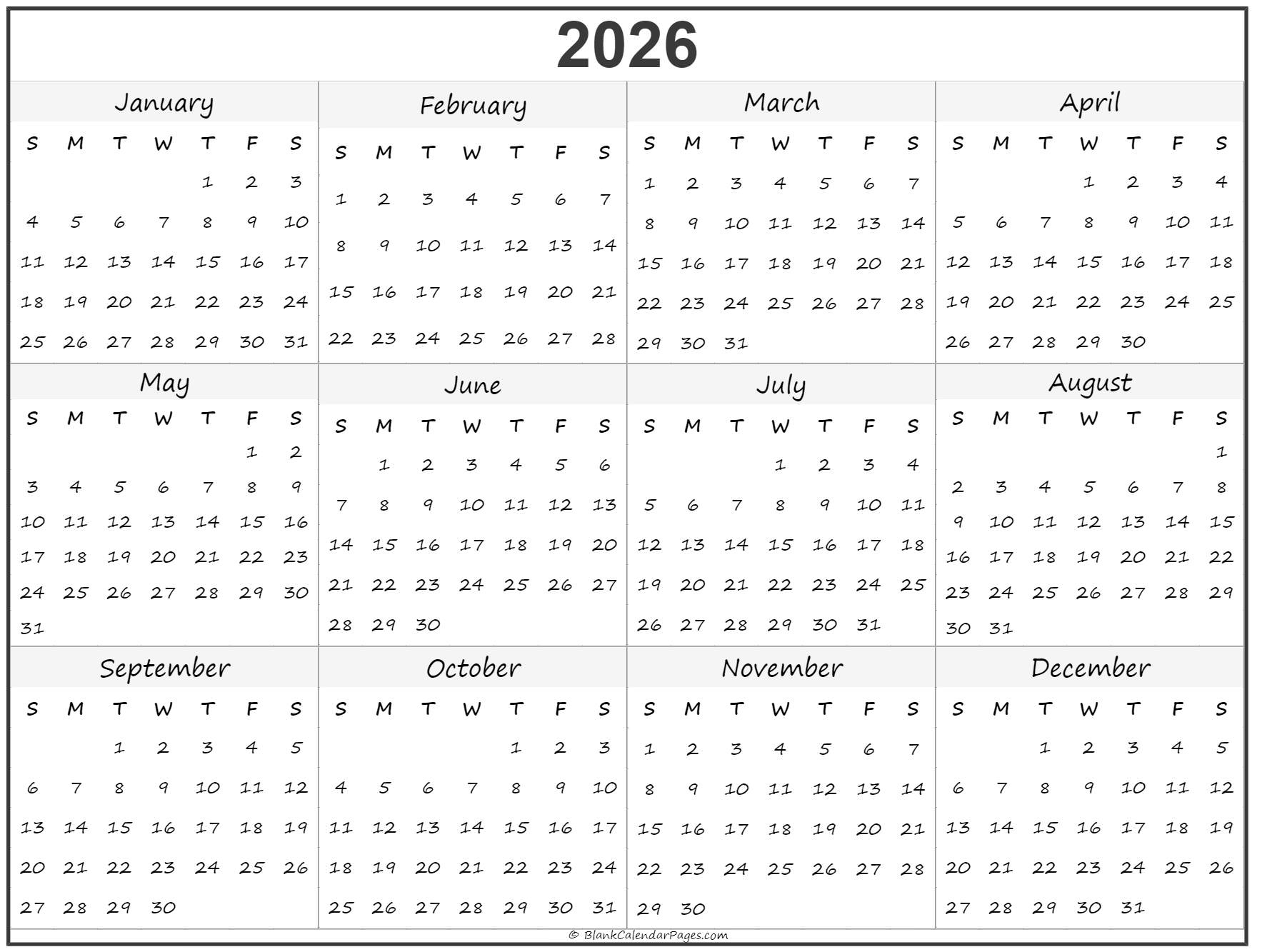 2026 Calendar
