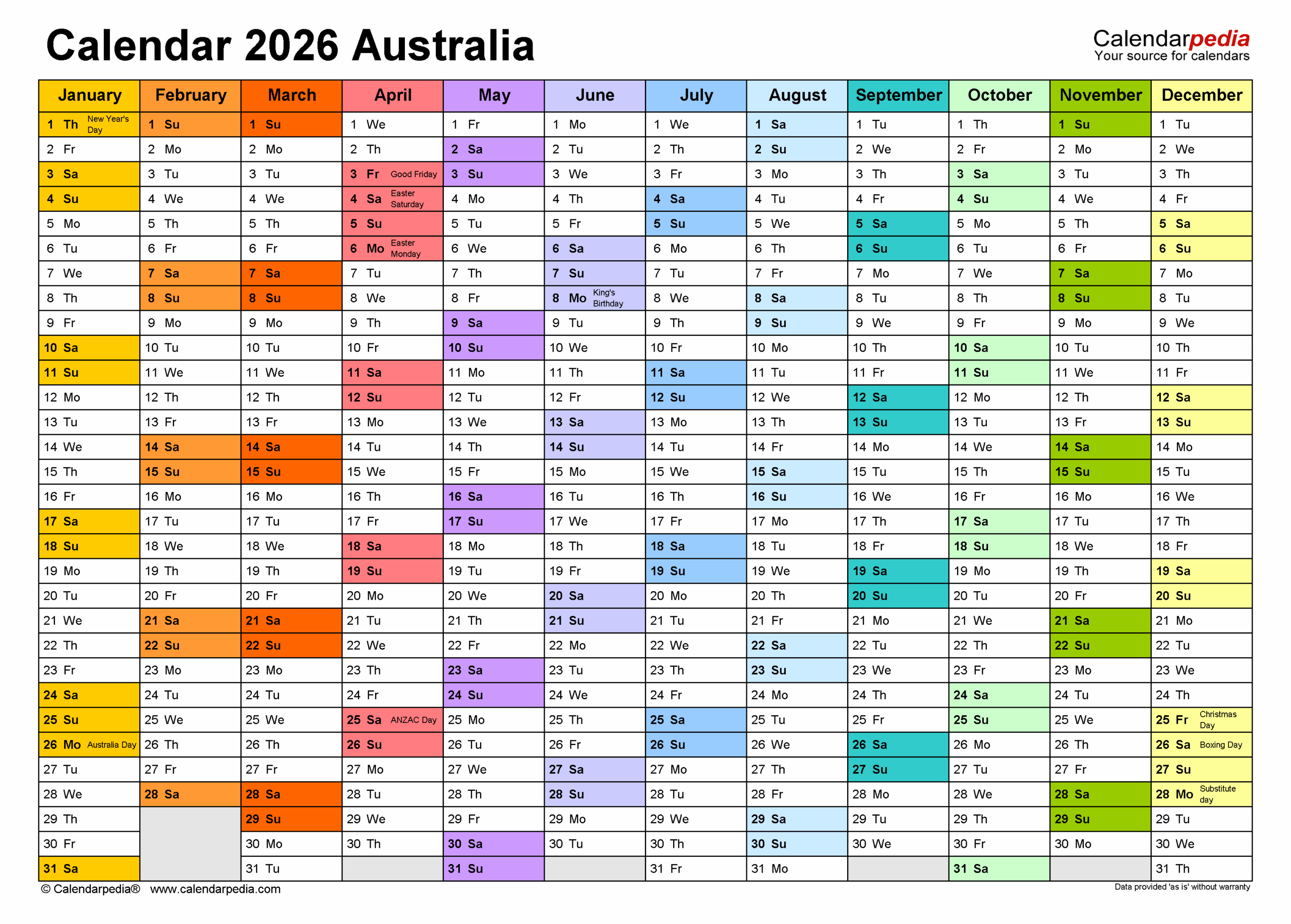 2026 Calendar Excel Lily Downing