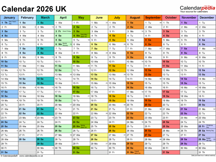 2026 Calendar Uk Printable Free Ania Roselia