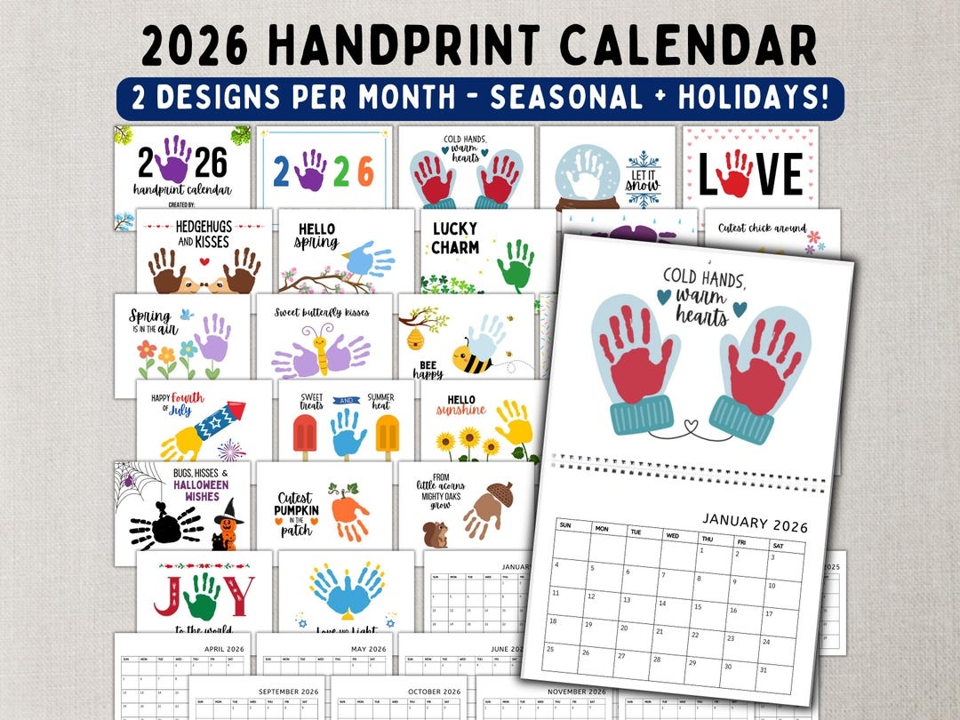 2026 Handprint Calendar Printable Handprint Craft DIY Craft Keepsake