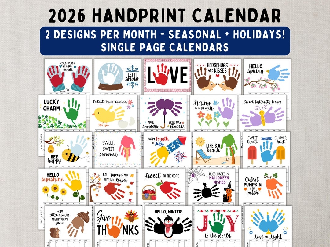 2026 Handprint Calendar Printable Keepsake Craft For Kids Toddlers