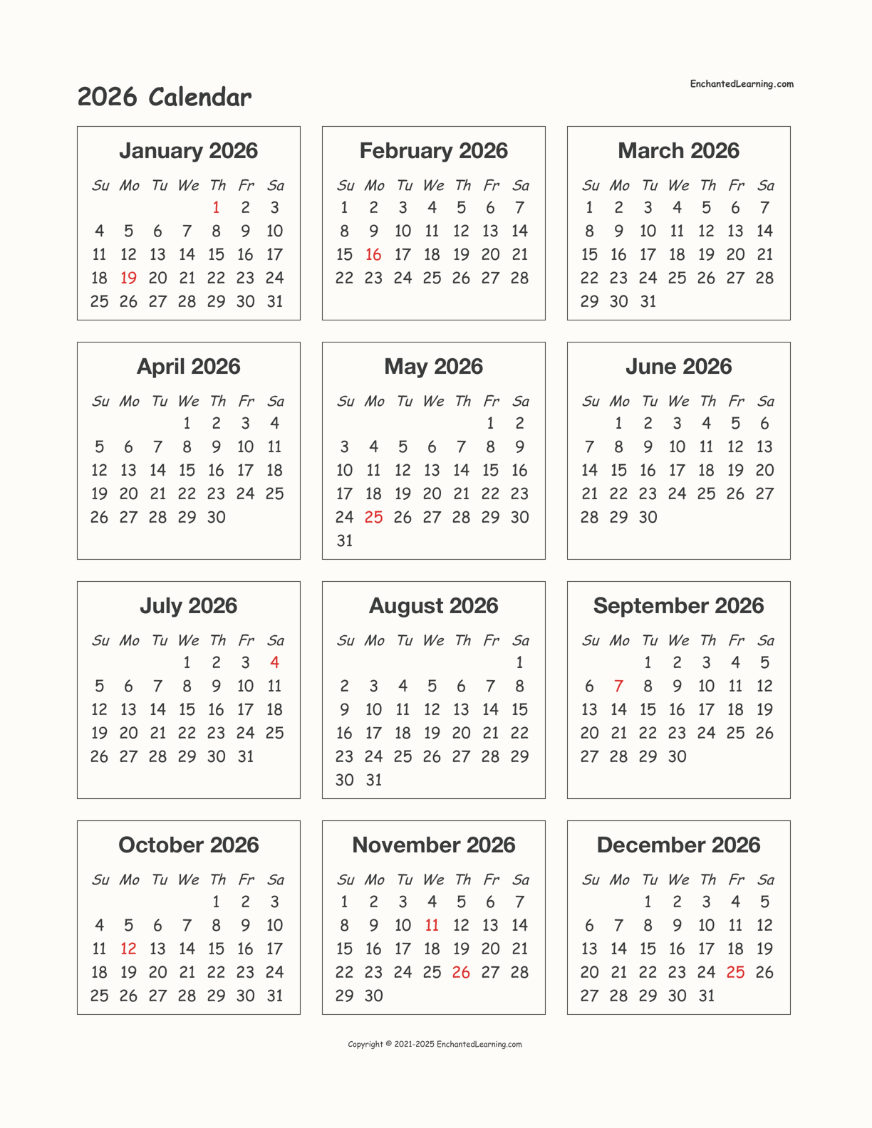 2026 Printable Calendar Printable New Year Banners