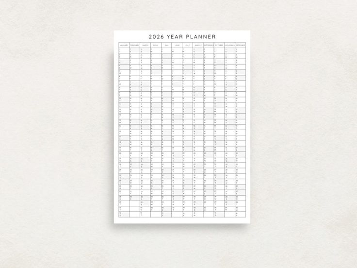 2026 Yearly Planner Printable Yearly Planning Calendar Calendar