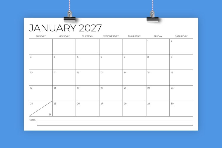 2027 11x17 Calendar Template