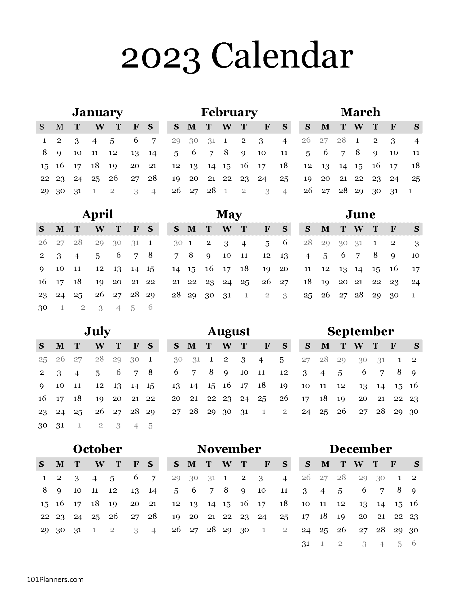 33 Excellent Free Printable 2024 Calendar Year To A Page Aesthetic Arena