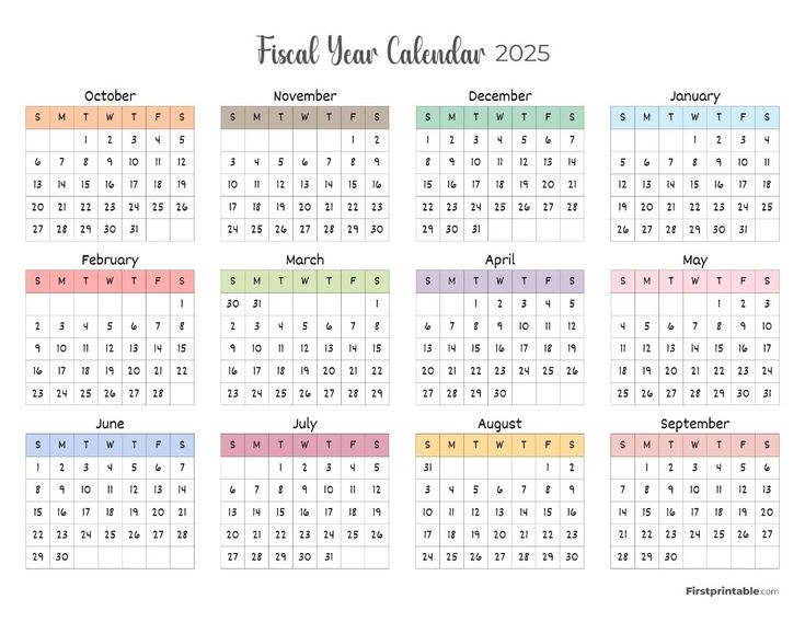 Aesthetic Fiscal Calendar Year 2025 Free Firstprintable Printable