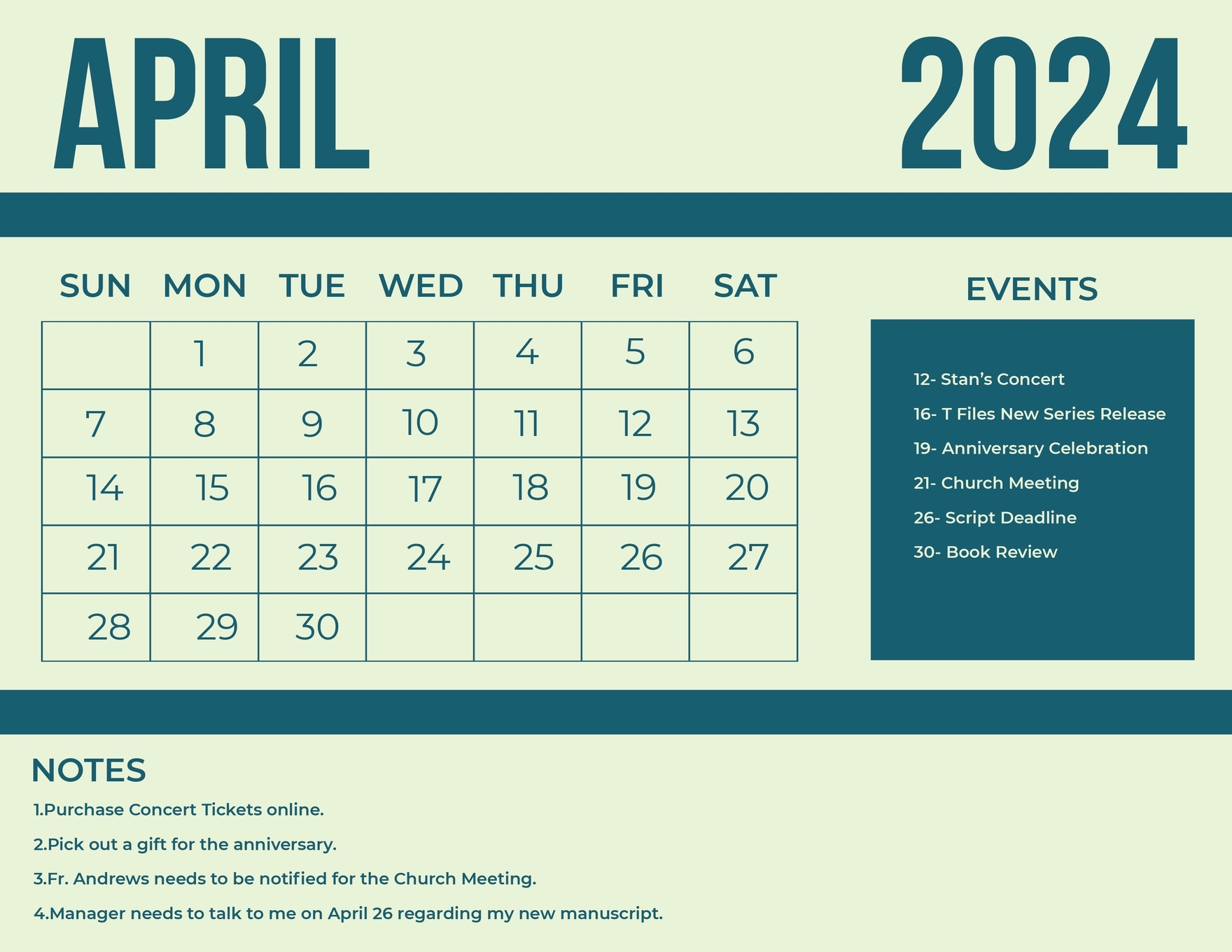 April 2024 Event Calendar Diane Florida