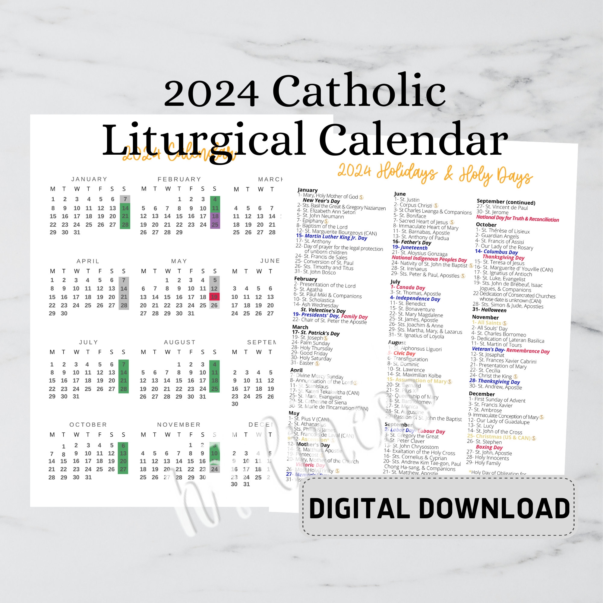 April 2025 Catholic Calendar Jane K Calhoun