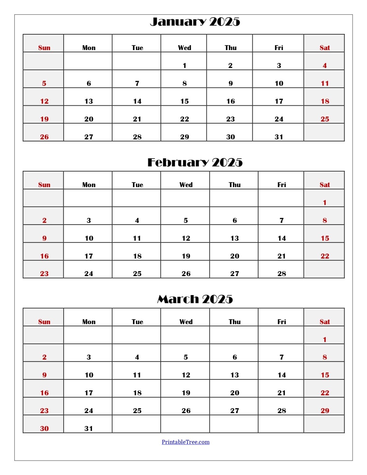 2026 Calendar Printable Months