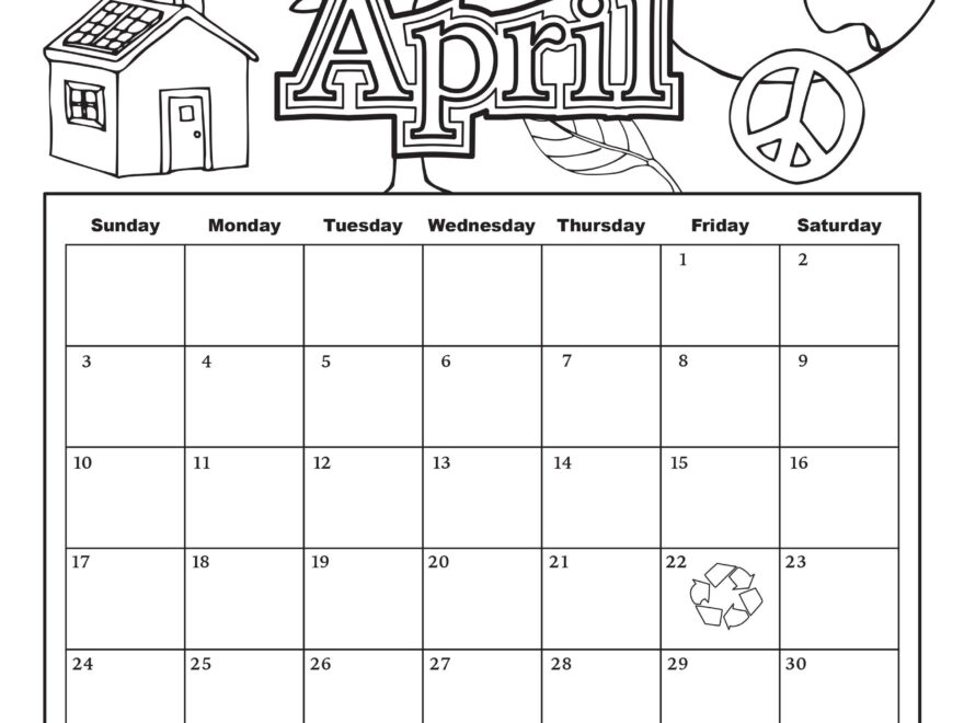 April Calendar Detailed Coloring Pages Coloring Pages To Print