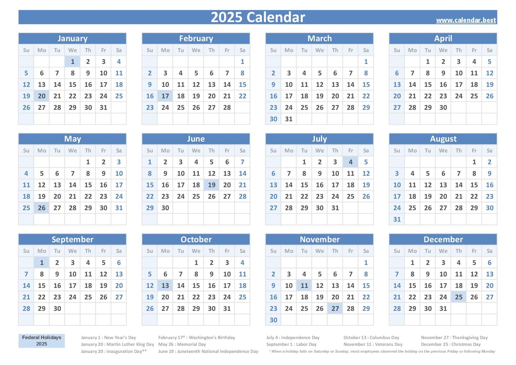 Calendar 2025 Government Holidays Emily Dias