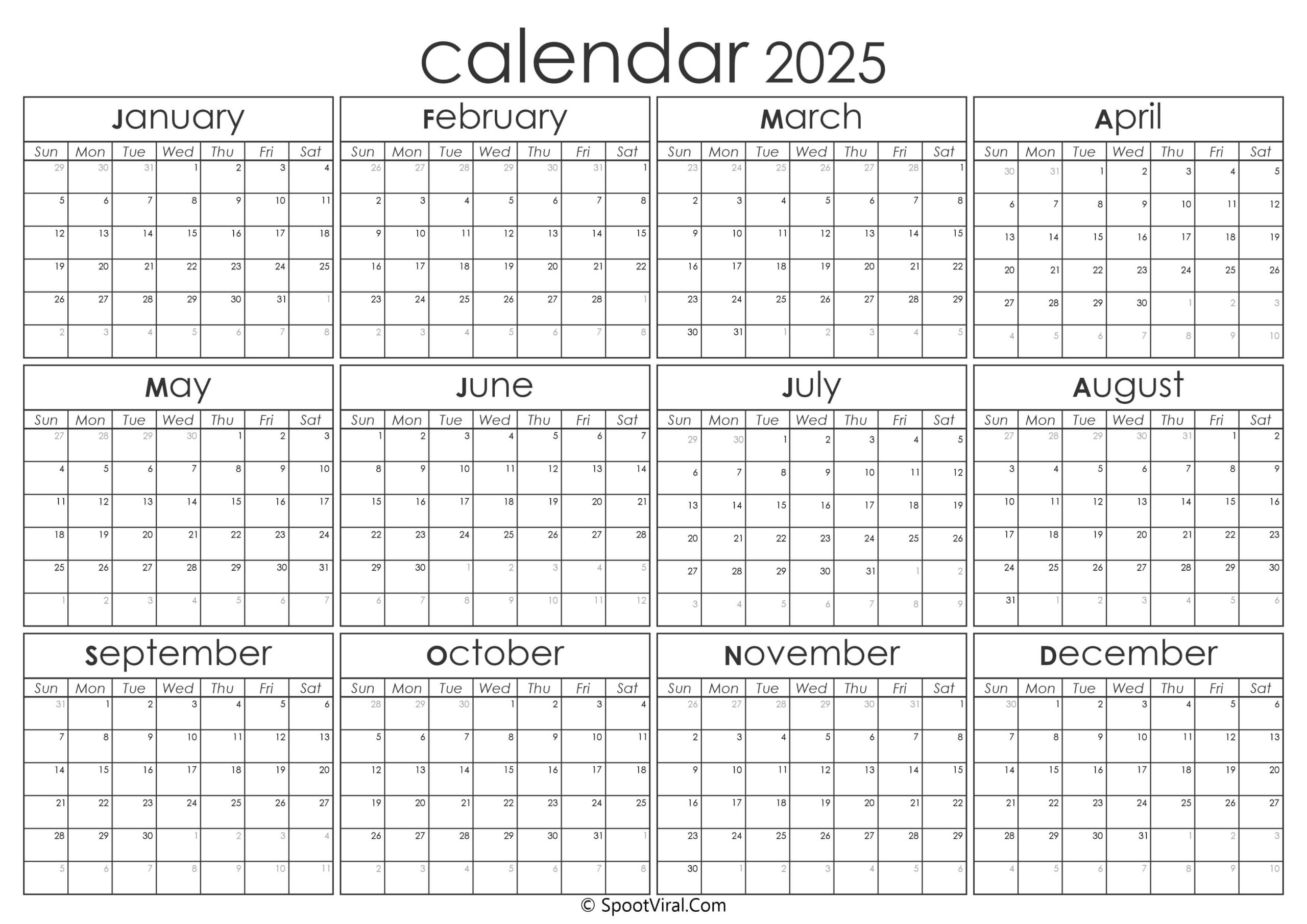 Calendar 2025 Whole Year Yara Foster