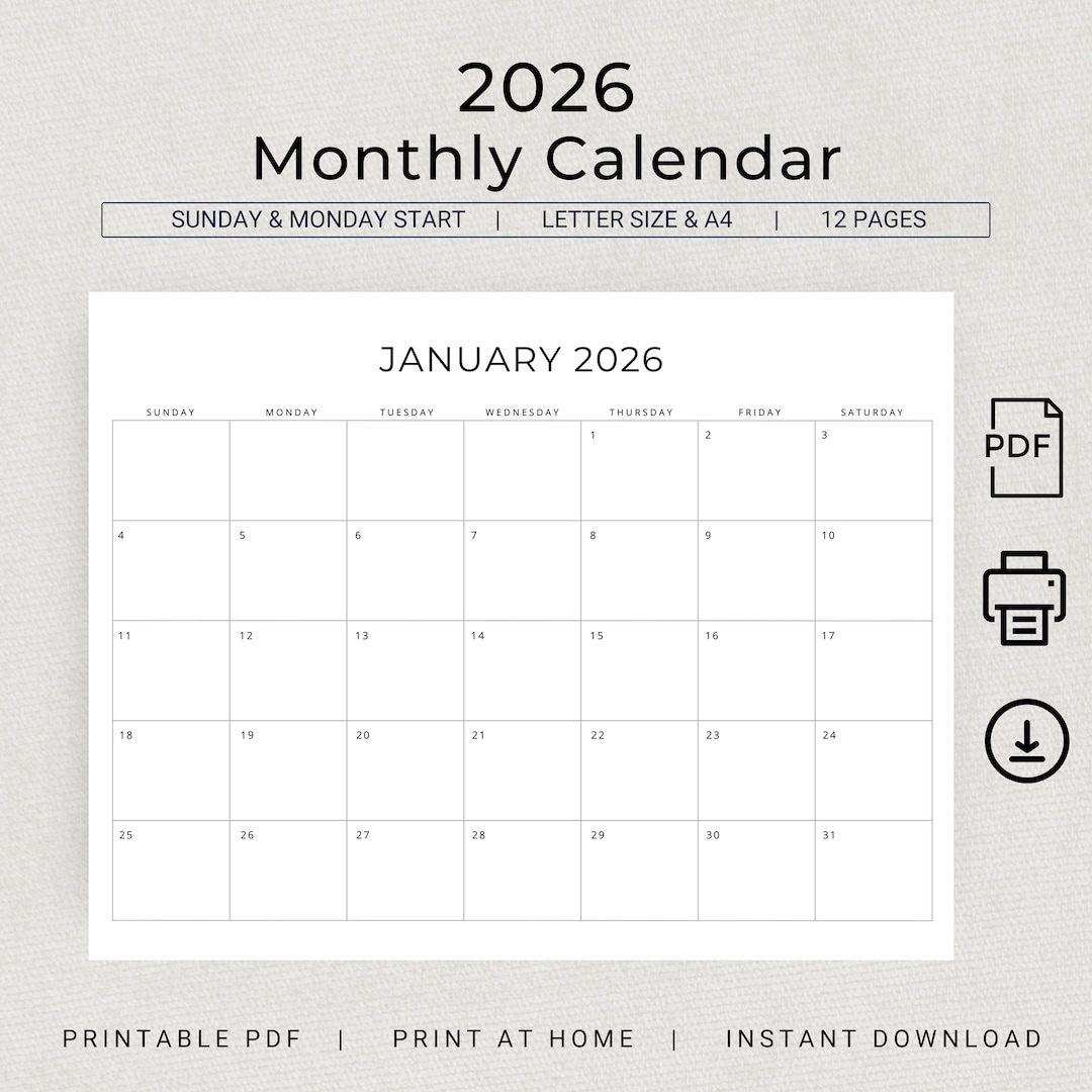 Calendar 2026 Printable Prntbl Concejomunicipaldechinu Gov Co