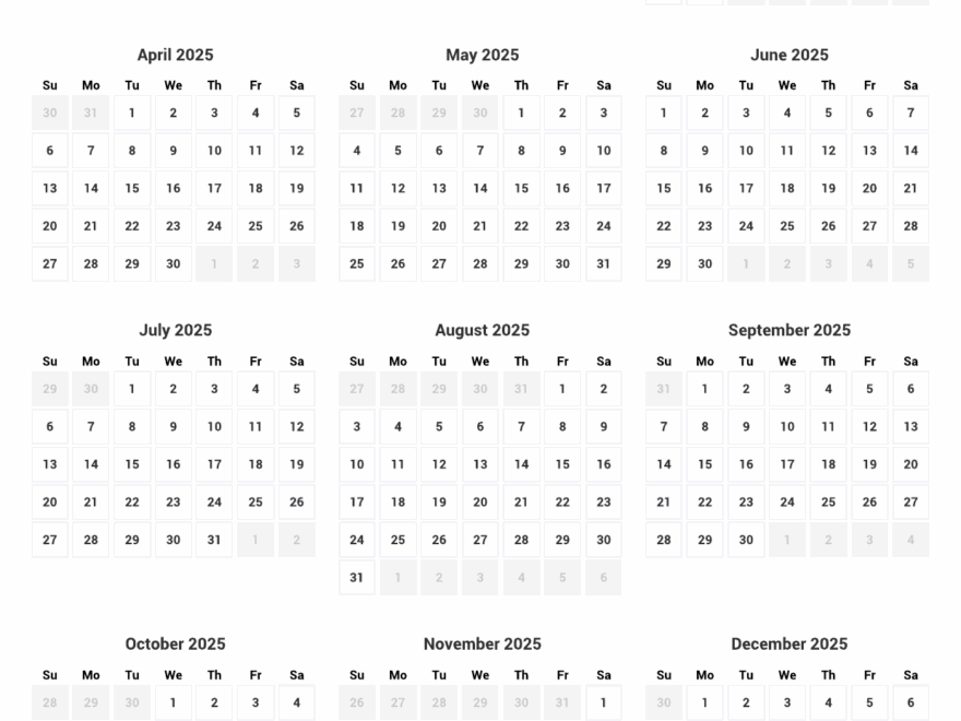 Calendar Pages 2025 Lara M Hartley