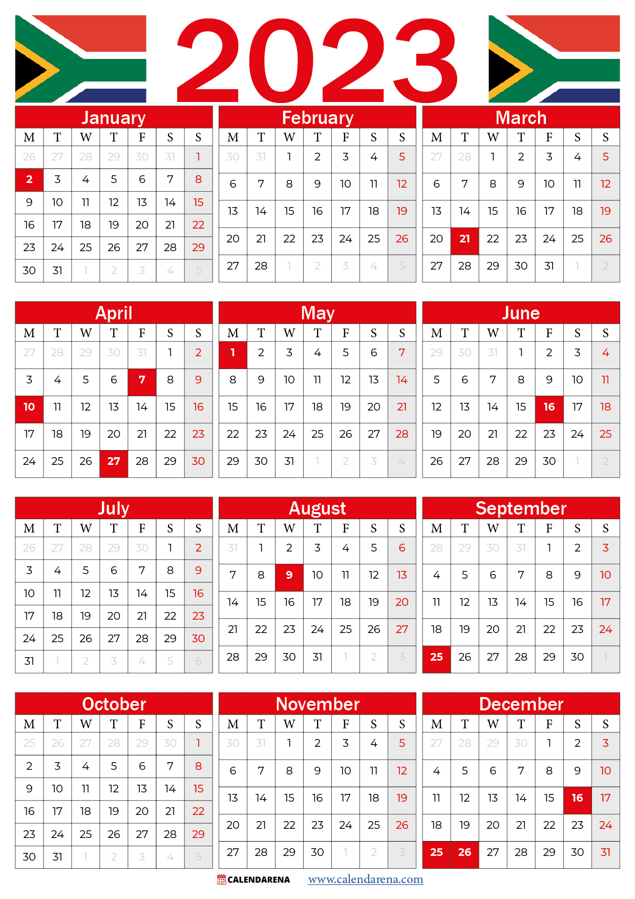 Calendar With Holidays 2024 South Africa Pdf Download Gates Joellen