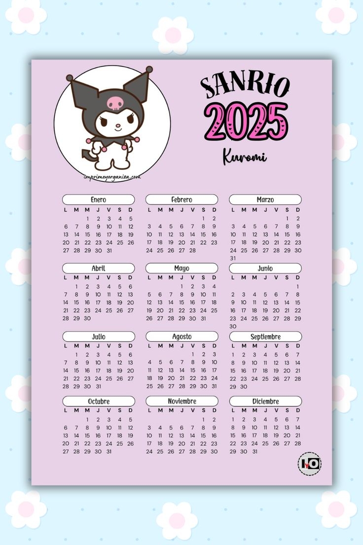 Calendario 2025 Kuromi En PDF Gratis In 2024 Hello Kitty Sanrio