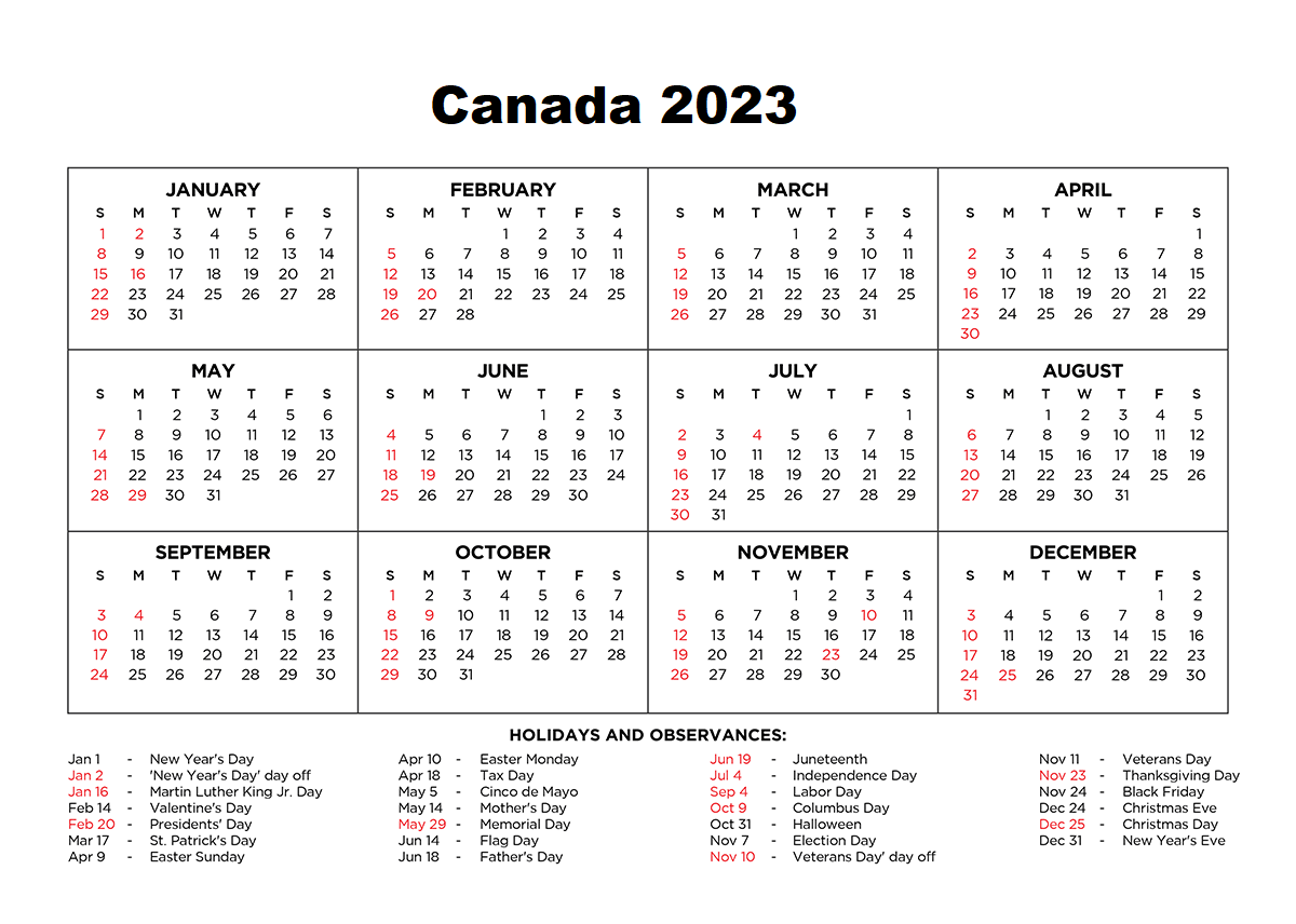 Canada Calendar 2023 Www Vrogue Co