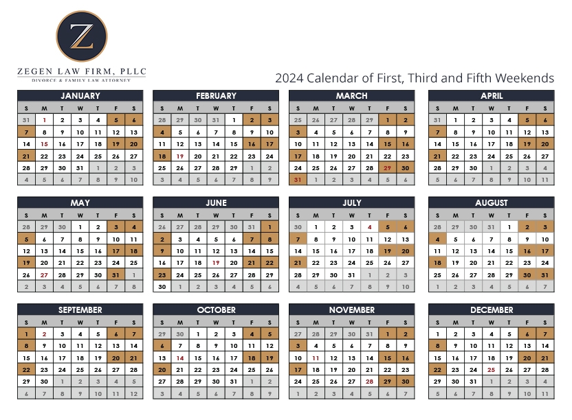 Child Custody Calendar Zegen Law Firm PLLC