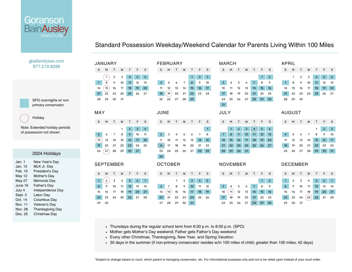 Printable Custody Calendar 2026